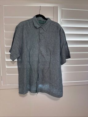 Cubavera Casual Short-Sleeve Linen Shirt - Chambray Blue